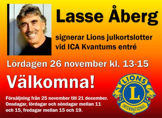 Lassa Åberg signerar Lions julkort