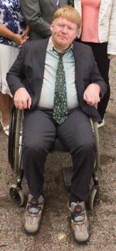 Christian Bruun, rullstolsbunden kandidat för Sverigedemokraterna (SD) i Håbo