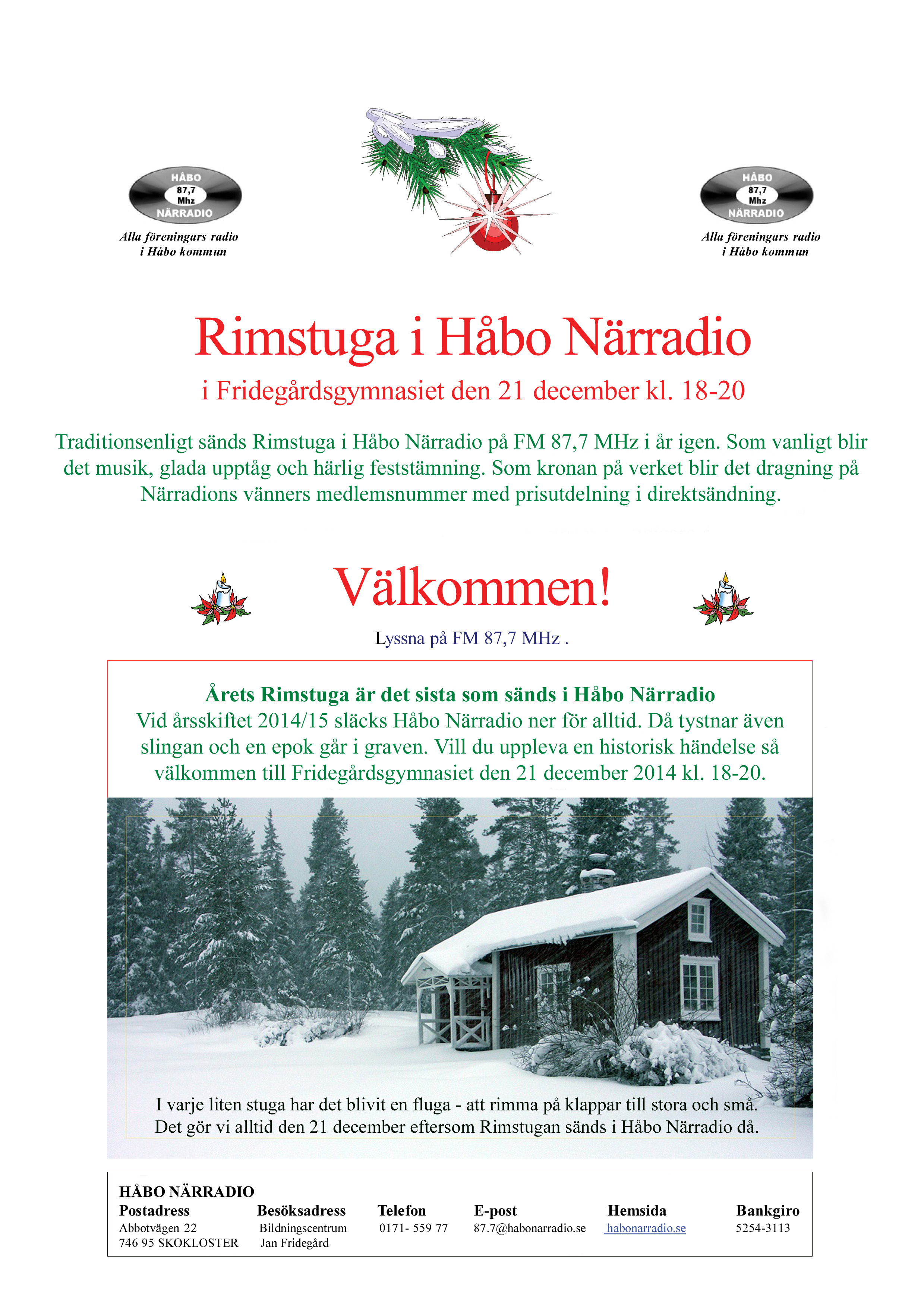 Inbjudan att vara med i den sista Rimstugan