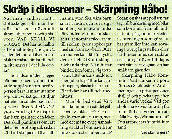 Insändare i Bålsta Bladet