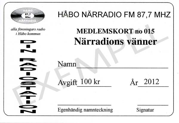Ditt medlemskort för 2012