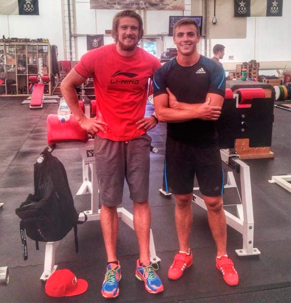 Kim Amb med Andreas Thorkildsen på Amerikanska olympiska träningscentret i Chula Vista.