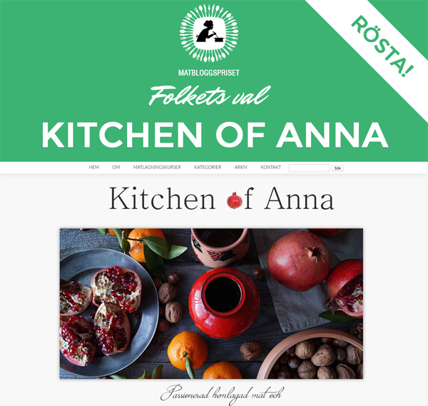 En duktig matbloggare från Bålsta är nu nominerad och behöver din/vår hjälp!